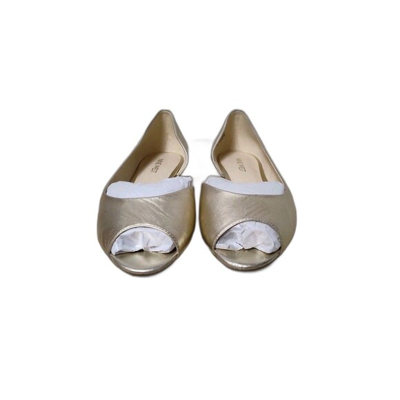 Nine West Bachloret Gold Metallic Flats Women's 7.5M Open Toe - Picture 3 of 12